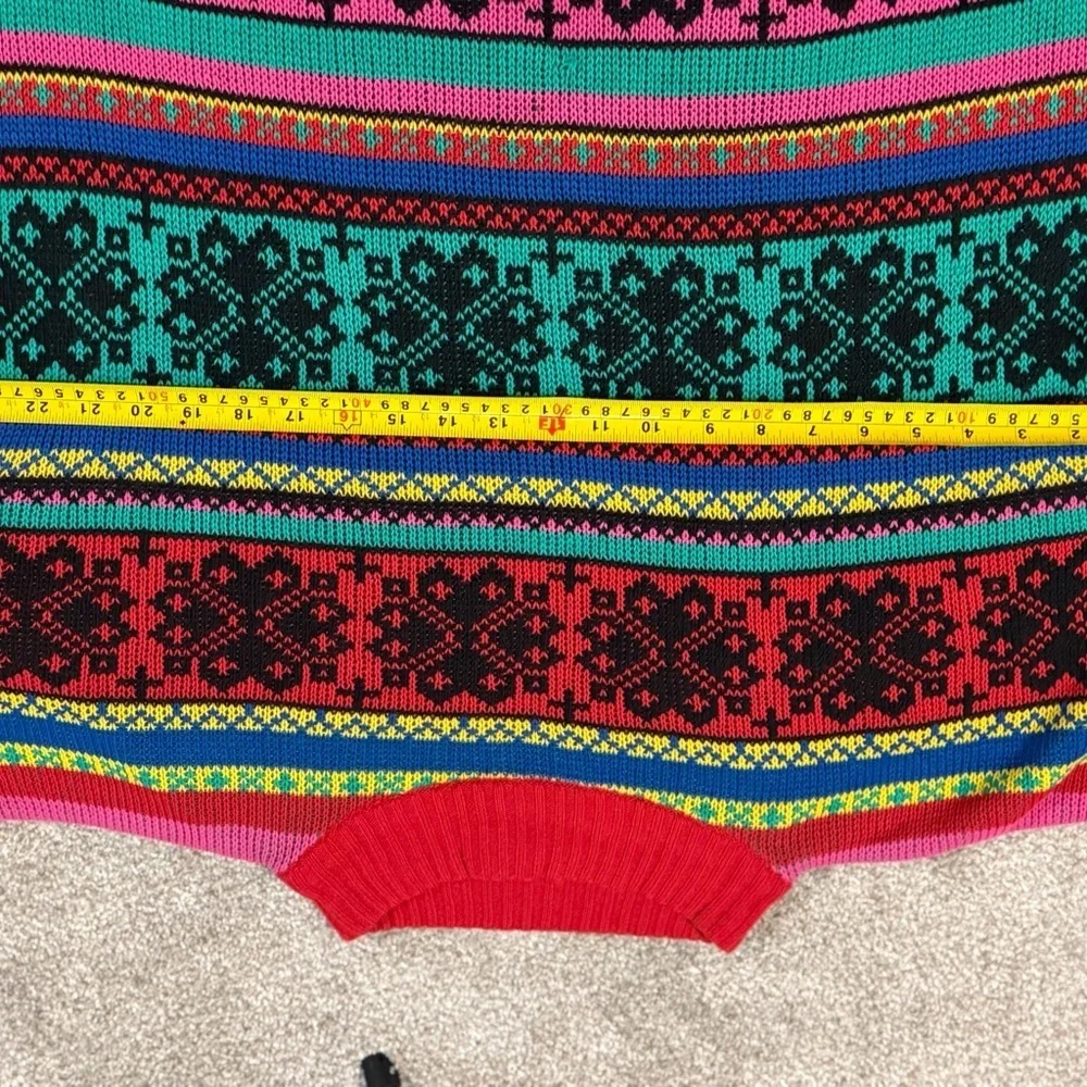 Vintage 80s Fair Isle Rainbow Sweater – Bright Geometric Knit Retro Ski Lodge M - Picture 5 of 6